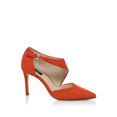 Orange asymmetric strap high court shoes